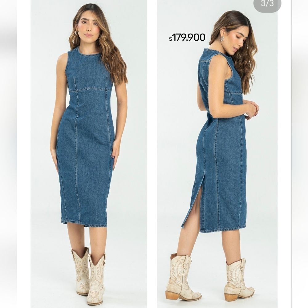 NWT ZARA TRF DENIM MIDI DRESS
